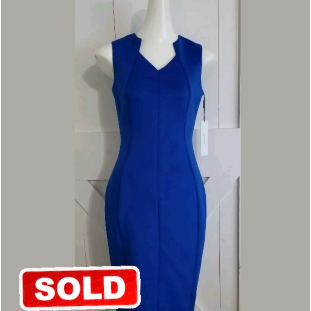 Calvin Klein Sheath Dress Size 10 Royal Blue Color